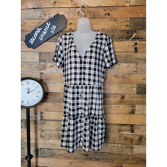 Divided by H&M women's black and white gingham plaid dress size small - Picture 1 of 11